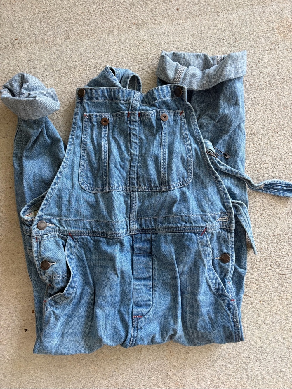 We The Free Light Blue Relaxed Denim Overalls